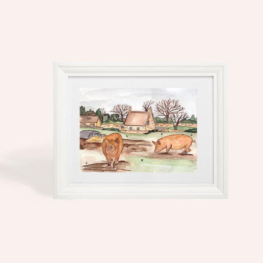 Charity Tamworth Pigs A4 Art Print
