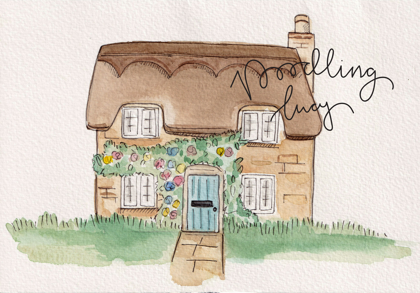 Blossom Cottage A5 Original Painting