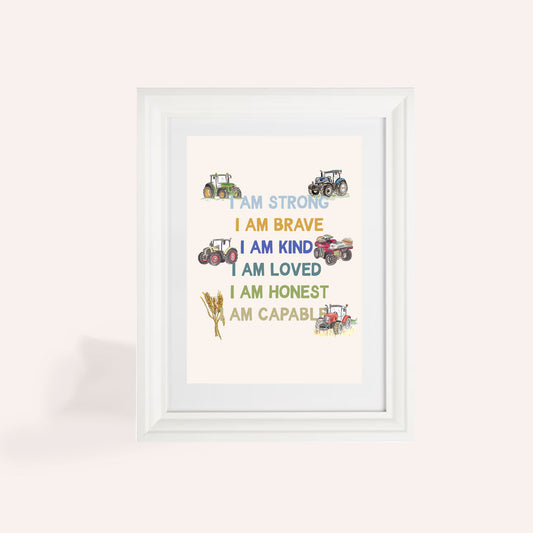 Tractor Affirmations A4 Art Print