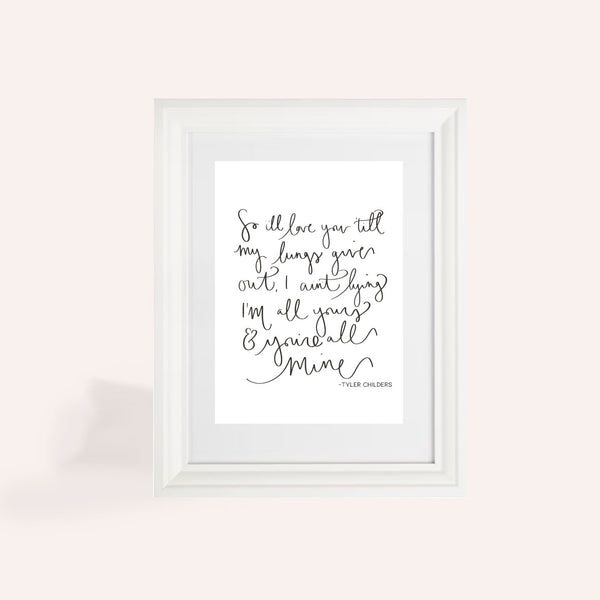 Tyler Childers, All You'n A4 Print
