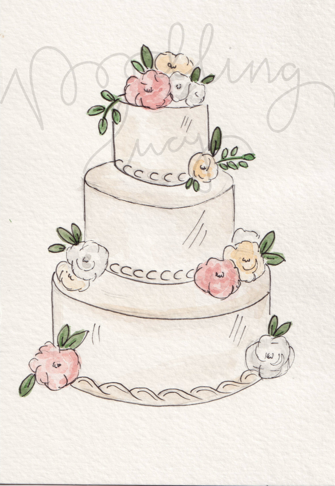 Wedding Cake A6 Original Illustration