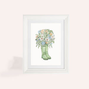 Floral Wellies A4 Print