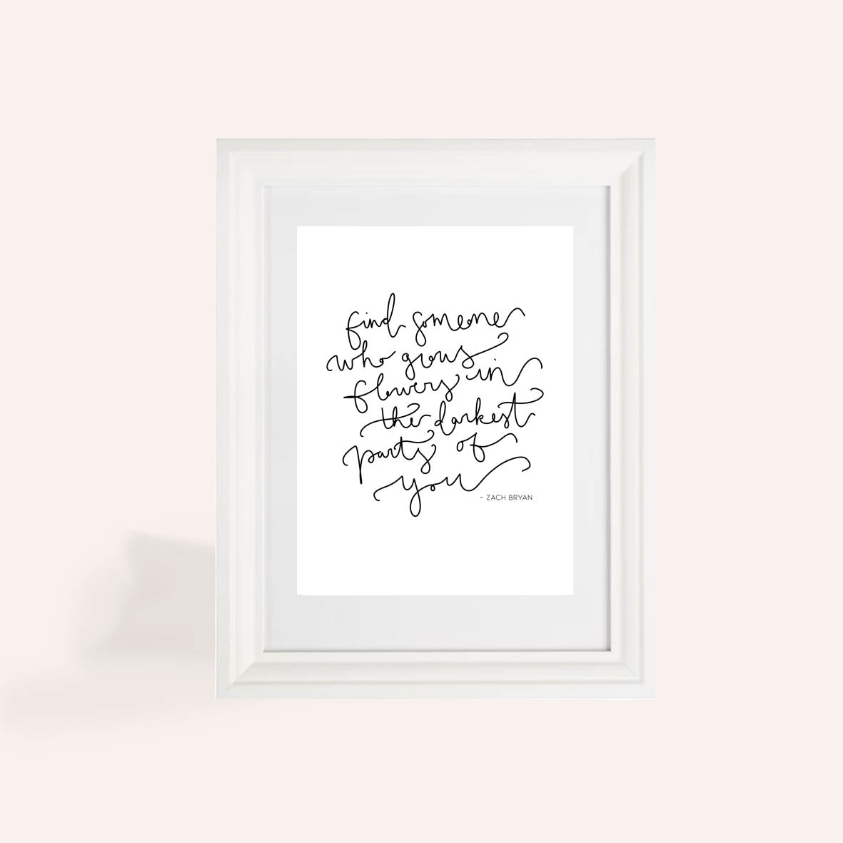 Zach Bryan Sun To Me Calligraphy A4 Print