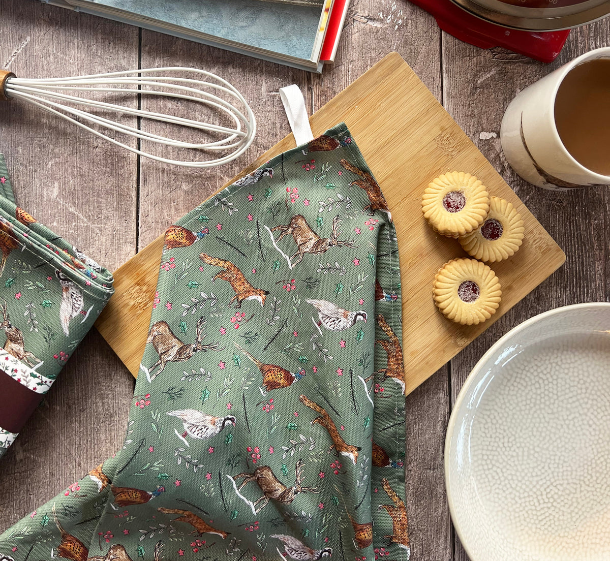 Mr Pheasant Festive Tea Towel