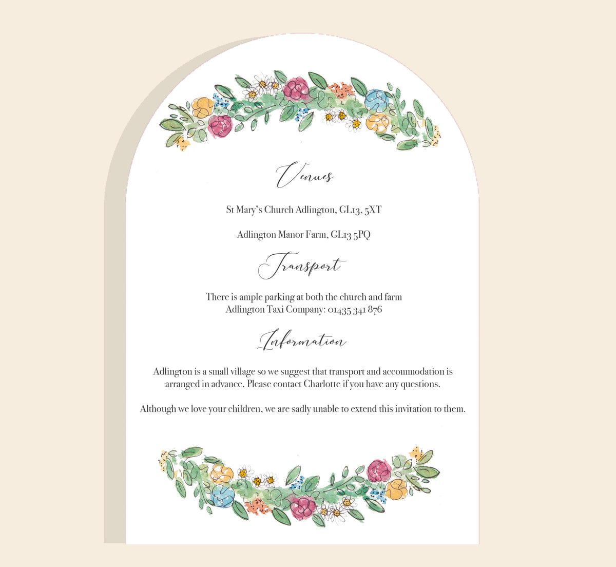 Curve Signature Doodling Lucy Wedding Invitation