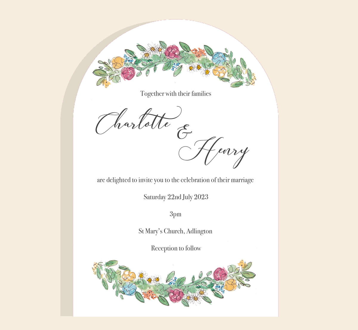 Curve Signature Doodling Lucy Wedding Invitation