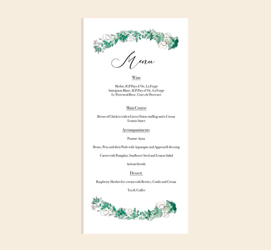 Signature Doodling Lucy Wedding Menu