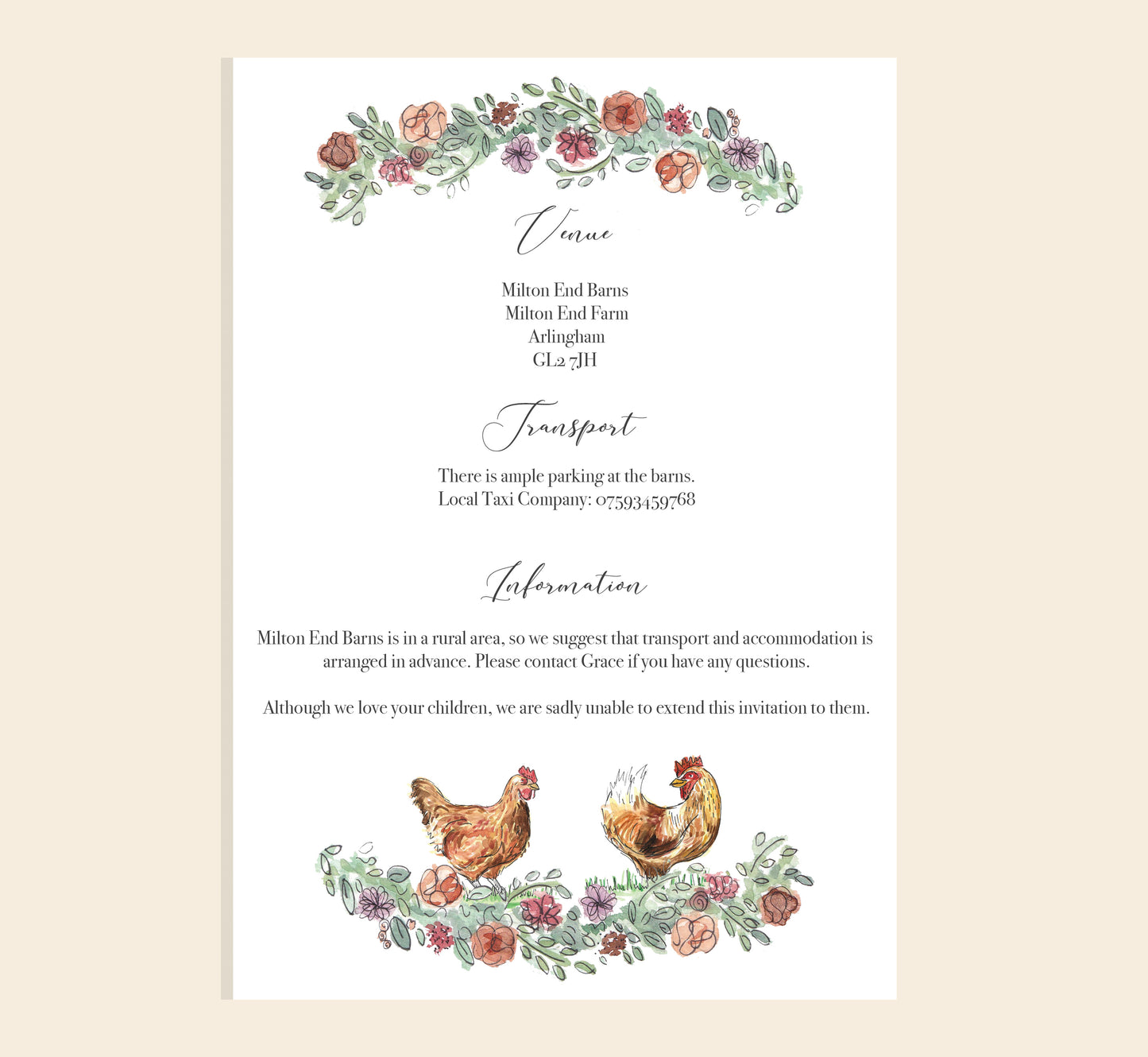 Milton End Signature Doodling Lucy Wedding Invitation