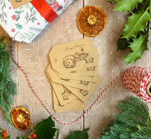 Vintage Tractor Christmas Gift Tags 10pck